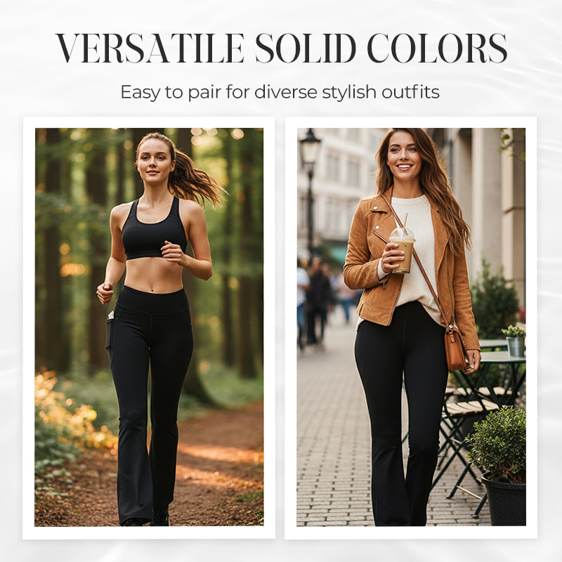 High Waisted Scrunch Butt Lifting Tummy Control Pocket Shaping Yoga Bootcut Leggings