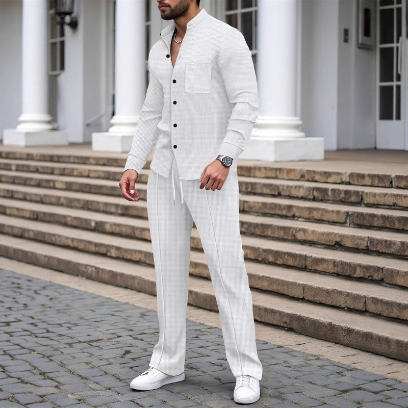 👖Men‘s Casual Waffle 2-Piece Set – Comfortable Fabric, Modern Fit & Versatile Style