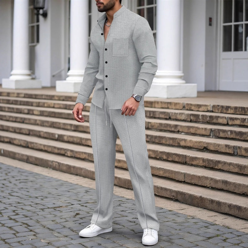 👖Men‘s Casual Waffle 2-Piece Set – Comfortable Fabric, Modern Fit & Versatile Style