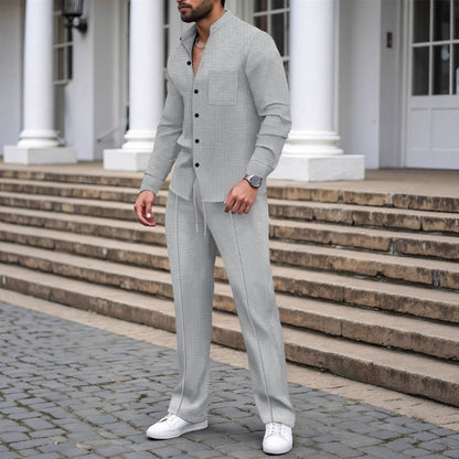 👖Men‘s Casual Waffle 2-Piece Set – Comfortable Fabric, Modern Fit & Versatile Style