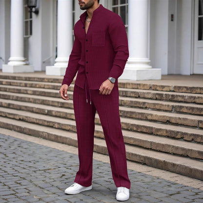 👖Men‘s Casual Waffle 2-Piece Set – Comfortable Fabric, Modern Fit & Versatile Style