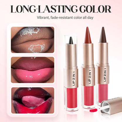 💥🎁LAST DAY BUY 1 GET 1 FREE!!🔥3-in-1 Matte Lipstick & Shine Lip Gloss