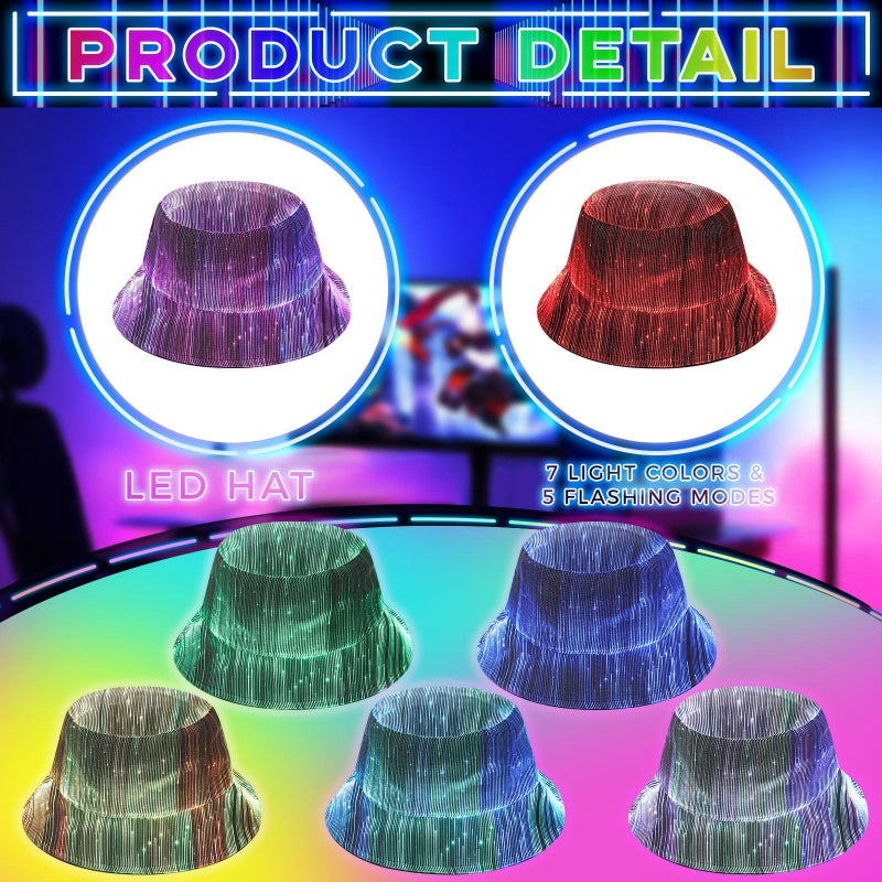 🚀 2026 Future of Style | Glowing Fiber Optic Bucket Hat | Light Up the Night 🌈【-50% Launch Sale】