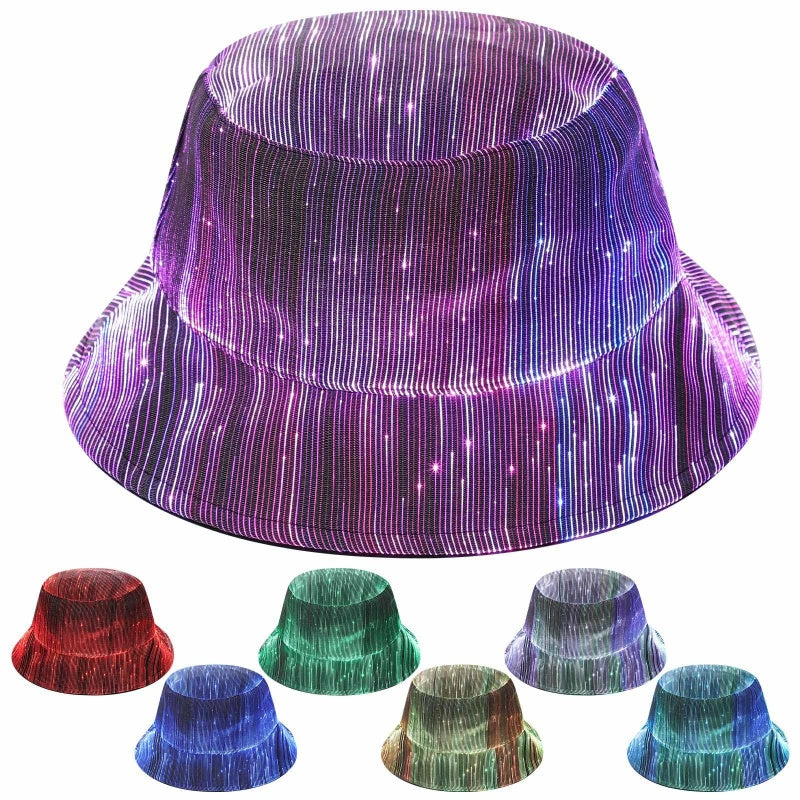 🚀 2026 Future of Style | Glowing Fiber Optic Bucket Hat | Light Up the Night 🌈【-50% Launch Sale】