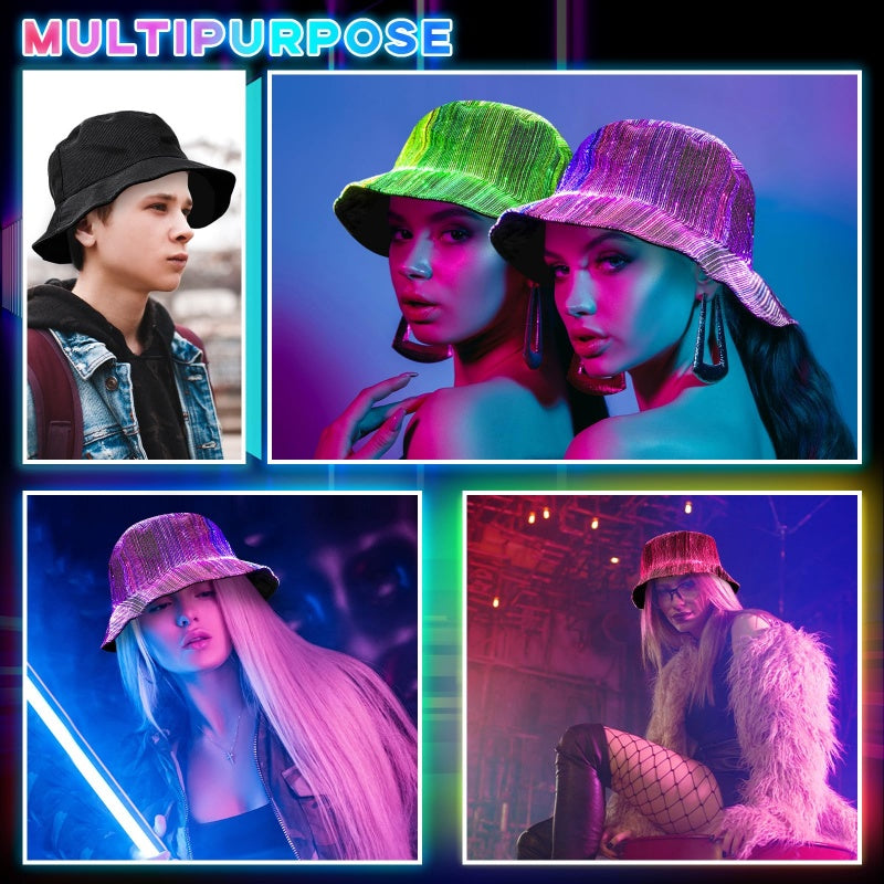 🚀 2026 Future of Style | Glowing Fiber Optic Bucket Hat | Light Up the Night 🌈【-50% Launch Sale】