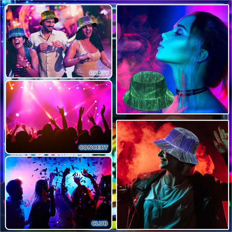 🚀 2026 Future of Style | Glowing Fiber Optic Bucket Hat | Light Up the Night 🌈【-50% Launch Sale】