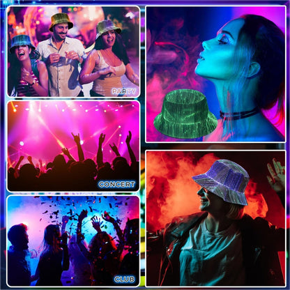 🚀 2026 Future of Style | Glowing Fiber Optic Bucket Hat | Light Up the Night 🌈【-50% Launch Sale】