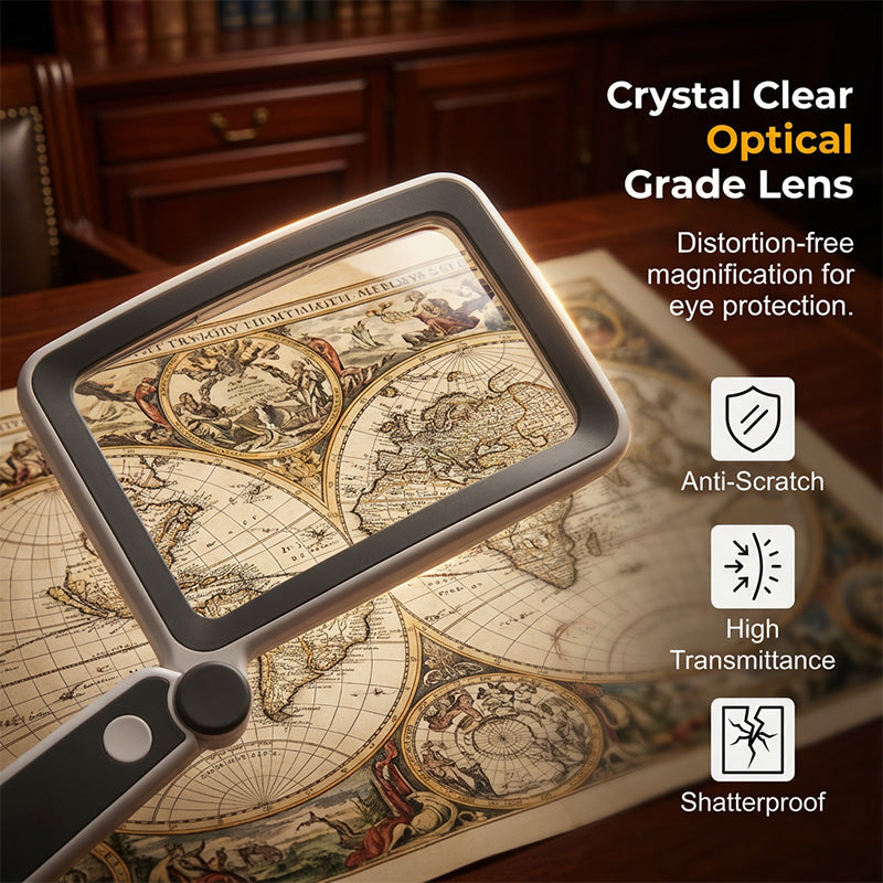 🔥Free suede lens cleaning cloths-Folding Handheld Magnifying Glass with Light for Reading