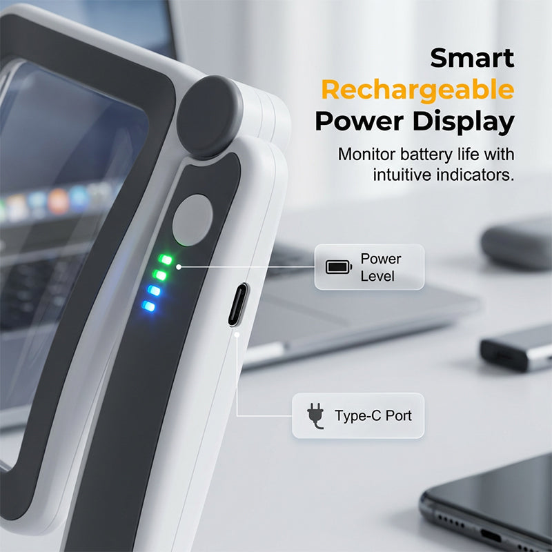 🔥Free suede lens cleaning cloths-Folding Handheld Magnifying Glass with Light for Reading