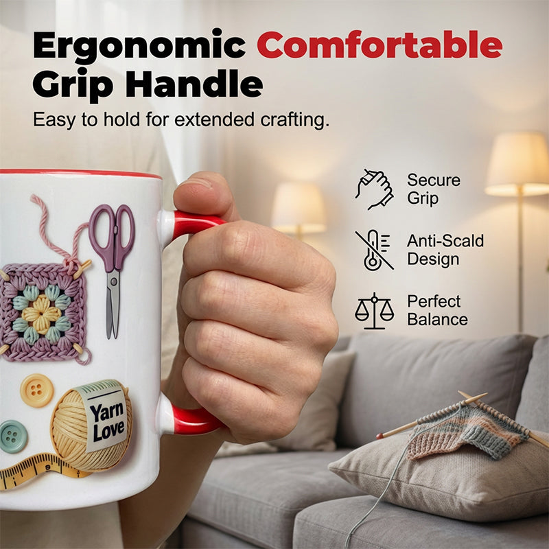 Crochet & Knitting Themed Ceramic Coffee Mug
