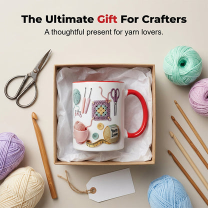 Crochet & Knitting Themed Ceramic Coffee Mug