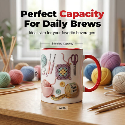 Crochet & Knitting Themed Ceramic Coffee Mug