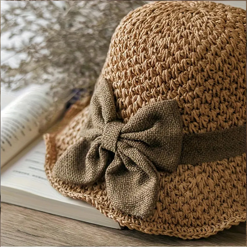 🧢 49% OFF NOW! 🌞 Elegant Woven Straw Sun Hat with Bow – Breathable, Foldable & Perfect for Beach & Travel 👒