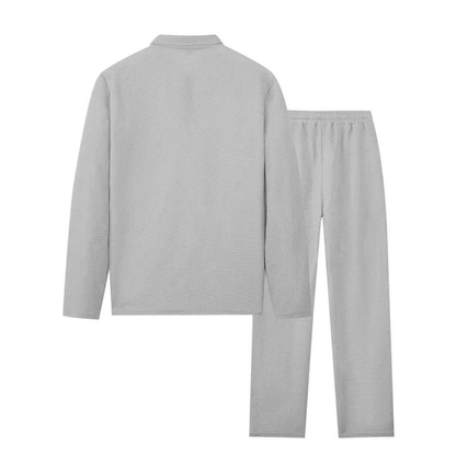 👔 LIMITED-TIME 50% OFF! ✨ Men's Sweatshirt & Pants Set – Waffle Knit, Quarter-Zip, Relaxed Fit, Loungewear ✨