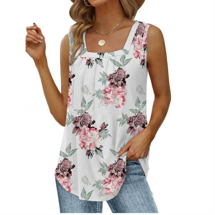 📢📢40% OFF !! ⏰Women's Square Neck Sleeveless Vest T-Shirt