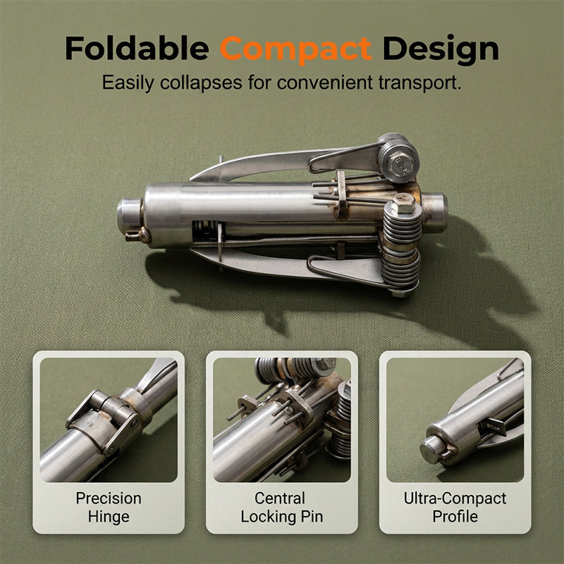 ⚓ Stainless Steel Folding Grappling Hook | Ultra-Compact Collapsible Anchor for Rescue, Climbing & Off-Road Recovery