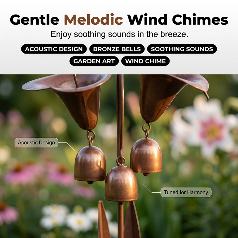 Calla Lily Garden Stake with Bell Chimes
