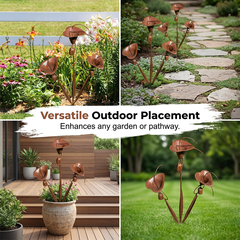 Calla Lily Garden Stake with Bell Chimes