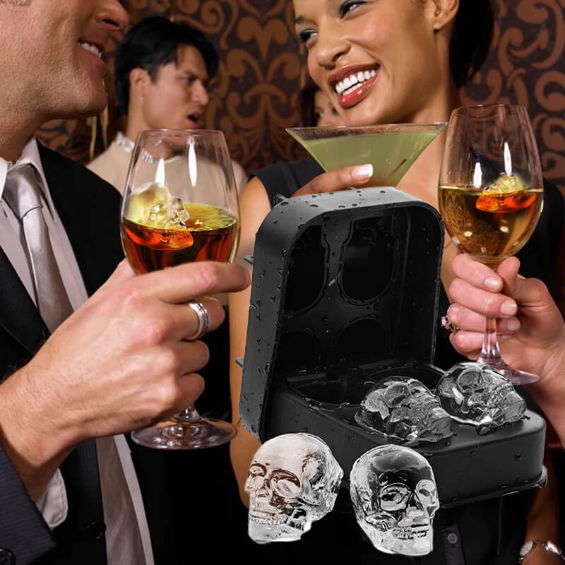 🧊 BUY 1 GET 1 FREE!  💀DIY Silicone Skull Ice Cube Tray – Giant Slow-Melt Skull for Whiskey & Cocktails – Food-Grade & Multi-Use Mold 🥃
