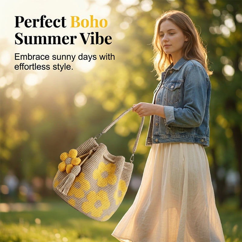 🌸NEW ARRIVAL LIMITED TIME OFFER ✨🌻Crochet Bucket Bag for Women——One tote. Endless summer vibes.🌼