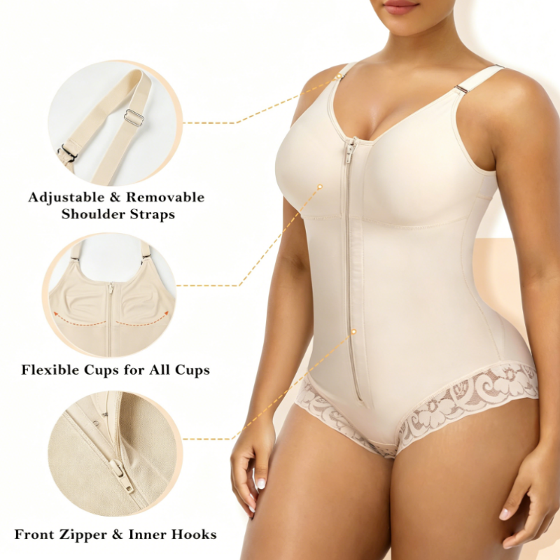 👙 LIMITED-TIME 50% OFF! 💥 Women's Tummy Control Zip Bodysuit – 360° Compression, Adjustable Straps, Hourglass ✨-Q