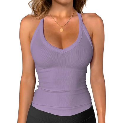 Women's Ribbed V-Neck Tank Top