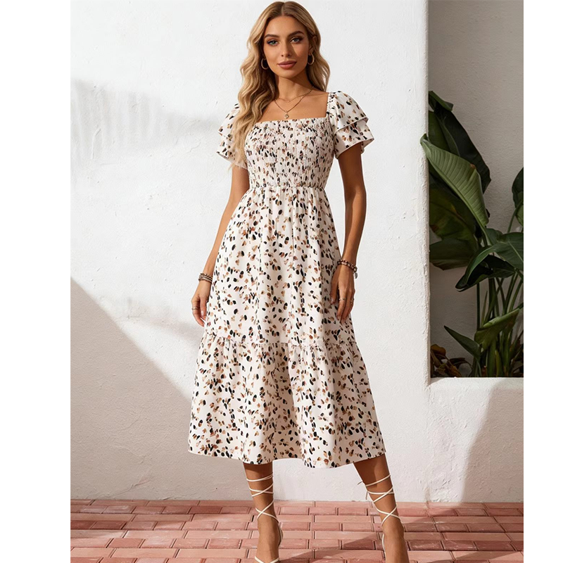🌈2026 Summer Hot Sale 50% OFF!✨Square Neck Floral Midi Dress🌸