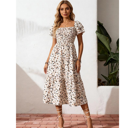🌈2026 Summer Hot Sale 50% OFF!✨Square Neck Floral Midi Dress🌸