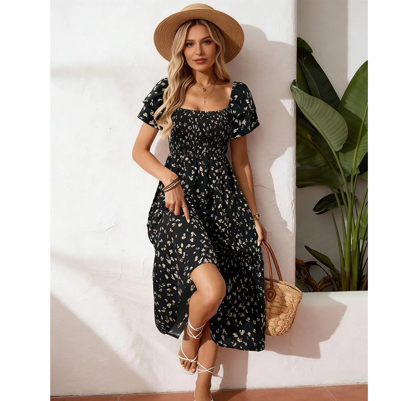 🌈2026 Summer Hot Sale 50% OFF!✨Square Neck Floral Midi Dress🌸