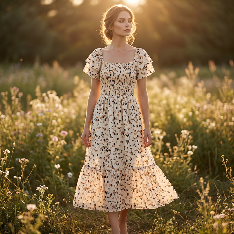 🌈2026 Summer Hot Sale 50% OFF!✨Square Neck Floral Midi Dress🌸