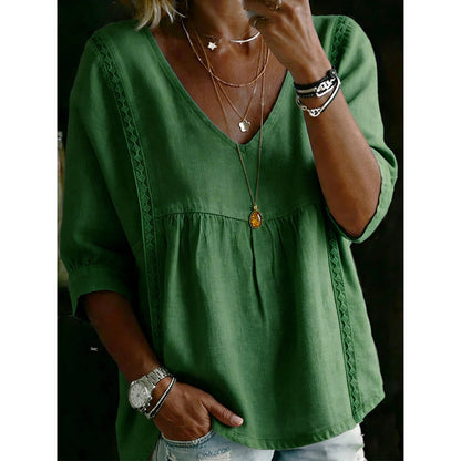 🎁2026 New Arrivals 50% OFF🌸Women's Casual V-Neck Lace Trim Top