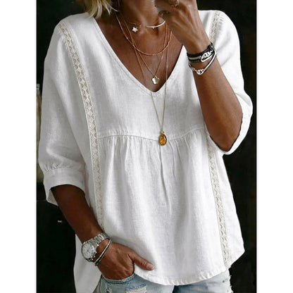🎁2026 New Arrivals 50% OFF🌸Women's Casual V-Neck Lace Trim Top