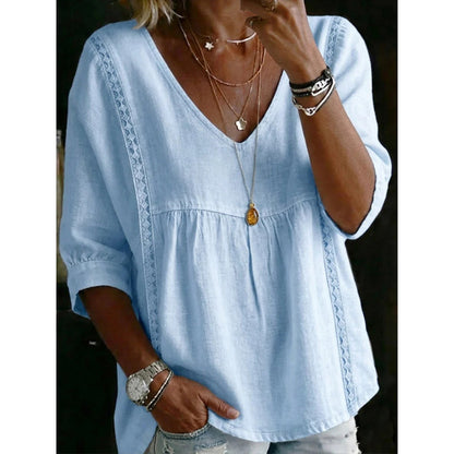 🎁2026 New Arrivals 50% OFF🌸Women's Casual V-Neck Lace Trim Top