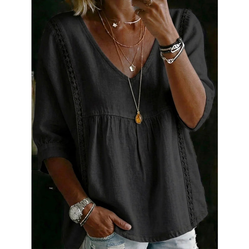 🎁2026 New Arrivals 50% OFF🌸Women's Casual V-Neck Lace Trim Top