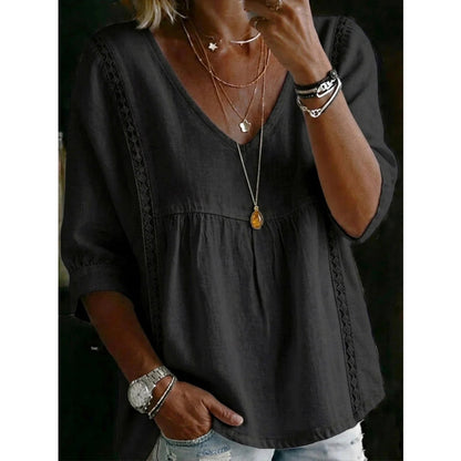 🎁2026 New Arrivals 50% OFF🌸Women's Casual V-Neck Lace Trim Top