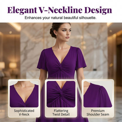 🎁2026 New Arrivals 50% OFF💥Elegant V-Neck Twist Front Dress with Pockets
