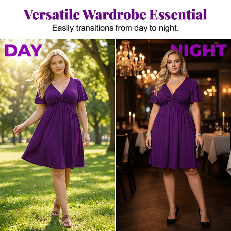 🎁2026 New Arrivals 50% OFF💥Elegant V-Neck Twist Front Dress with Pockets