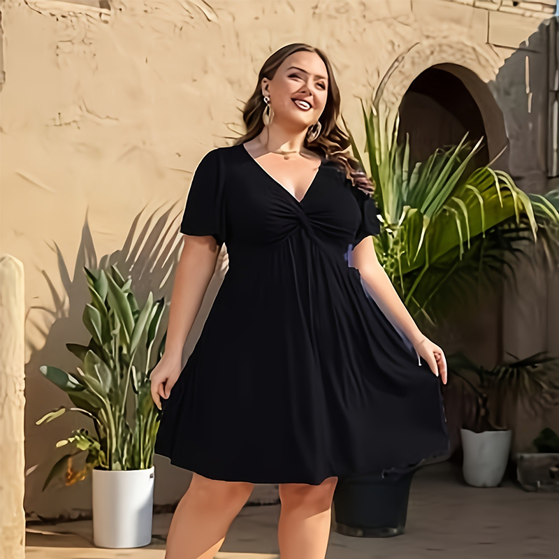 🎁2026 New Arrivals 50% OFF💥Elegant V-Neck Twist Front Dress with Pockets
