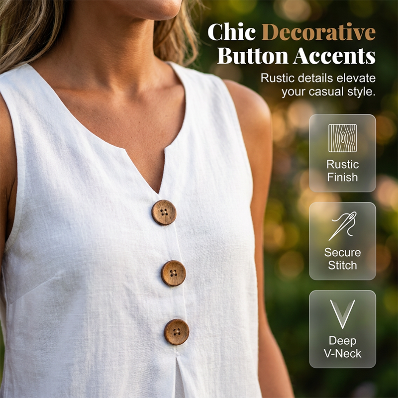 👚❄️Summer cool-down deal: just £12.99!!⚡50K+ SOLD!❄️Women's V-Neck Sleeveless Cotton Linen Vest