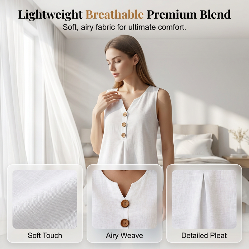 👚❄️Summer cool-down deal: just £12.99!!⚡50K+ SOLD!❄️Women's V-Neck Sleeveless Cotton Linen Vest