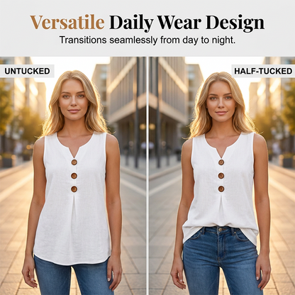 👚❄️Summer cool-down deal: just £12.99!!⚡50K+ SOLD!❄️Women's V-Neck Sleeveless Cotton Linen Vest