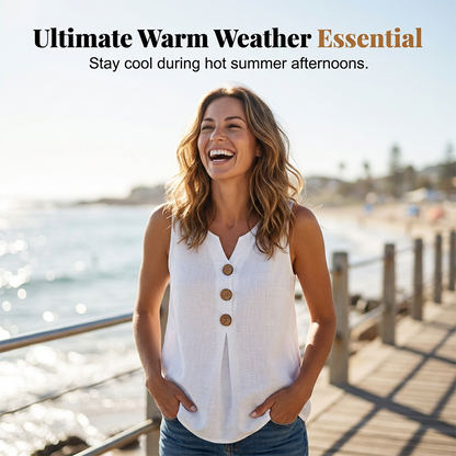 👚❄️Summer cool-down deal: just £12.99!!⚡50K+ SOLD!❄️Women's V-Neck Sleeveless Cotton Linen Vest