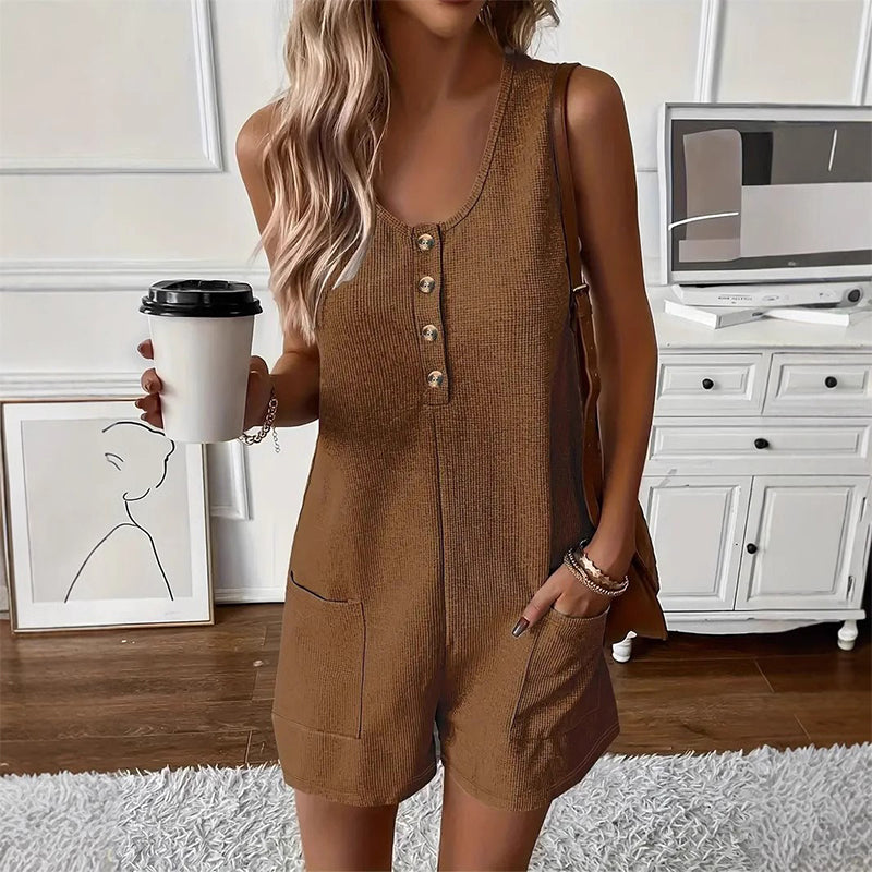 🎁New Arrivals 52% OFF💥Women's Sleeveless Button-Front Romper