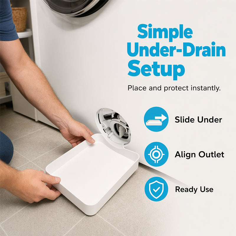 Keep your laundry area clean and dry with this universal drain pan! 🌊🧺 Say goodbye to spills and hello to peace of mind! 💪✨