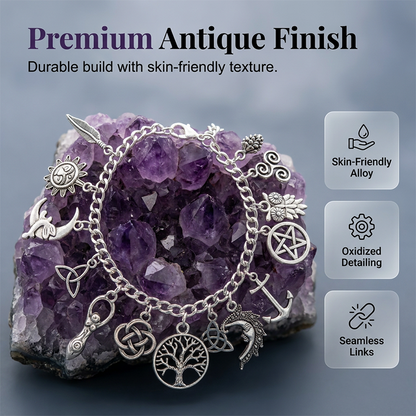 🌙✨ LIMITED-TIME 58% OFF! Vintage  Charm Bracelet for Women – Antique Silver Finish, Tree of Life, Celtic Knot & Moon Charms 🔮