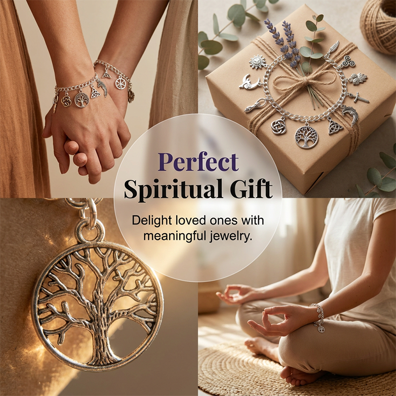 🌙✨ LIMITED-TIME 58% OFF! Vintage  Charm Bracelet for Women – Antique Silver Finish, Tree of Life, Celtic Knot & Moon Charms 🔮