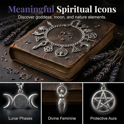 🌙✨ LIMITED-TIME 58% OFF! Vintage  Charm Bracelet for Women – Antique Silver Finish, Tree of Life, Celtic Knot & Moon Charms 🔮