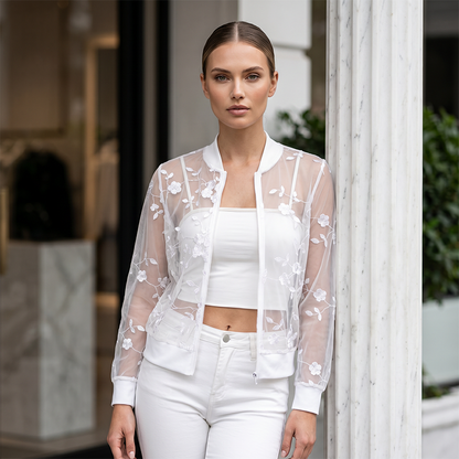 🌸 Women's Summer Floral Sheer Mesh Jacket