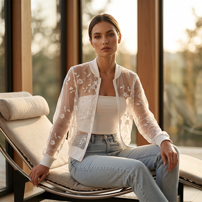 🌸 Women's Summer Floral Sheer Mesh Jacket
