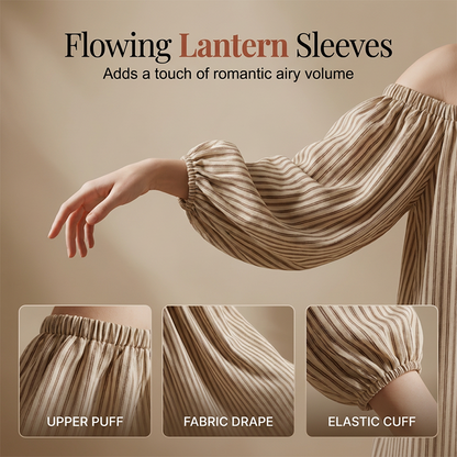 👗New Arrivals 50% OFF💥Women’s Off-Shoulder Lantern Sleeve Maxi Dress Elegant Long Dress for Party & Daily Wear